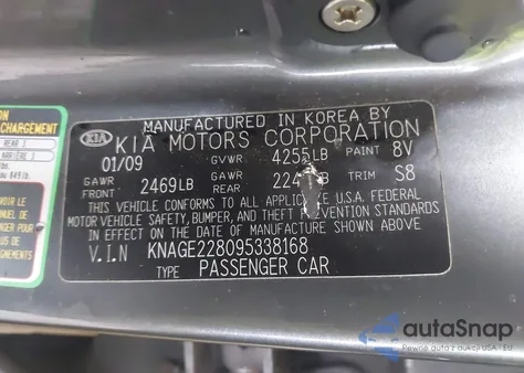 2009 Kia Optima Lx from USA, damaged, VIN KNAGE228095338168